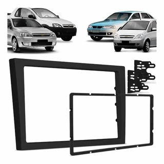 Moldura Painel DVD 2 Din MP5 Central Multimidia GM Chevrolet Corsa Vectra Montana Meriva Preta Fiamon