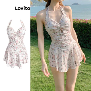 Lovito Casual Ditsy Floral Twist recortado flores peças únicas para mulheres LNE55287