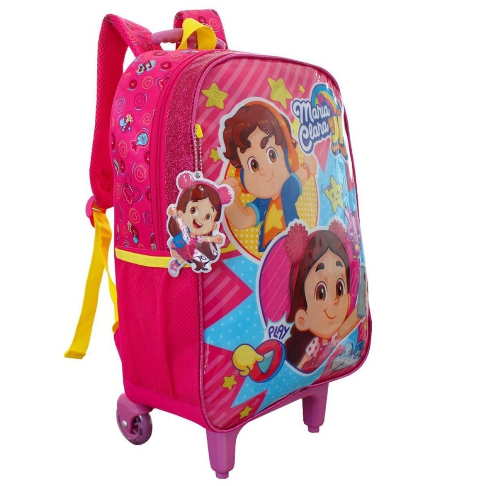 Mochila Infantil Maria Clara & Jp de Carrinho Rodinha - Rosa | Shopee ...