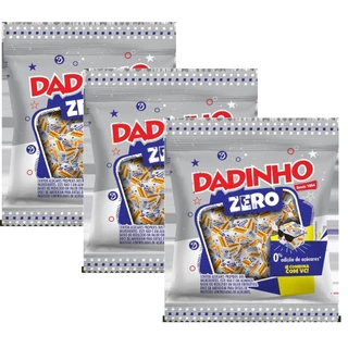 Kit 3uni Bala Dadinho Tradicional Doce Amendoim Zero Açúcar 90g