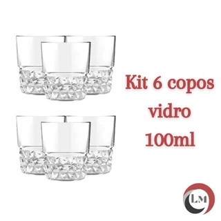 Kit 6 Copos de vidro Diamante 100ml - Ideal P/ Doses Bebidas
