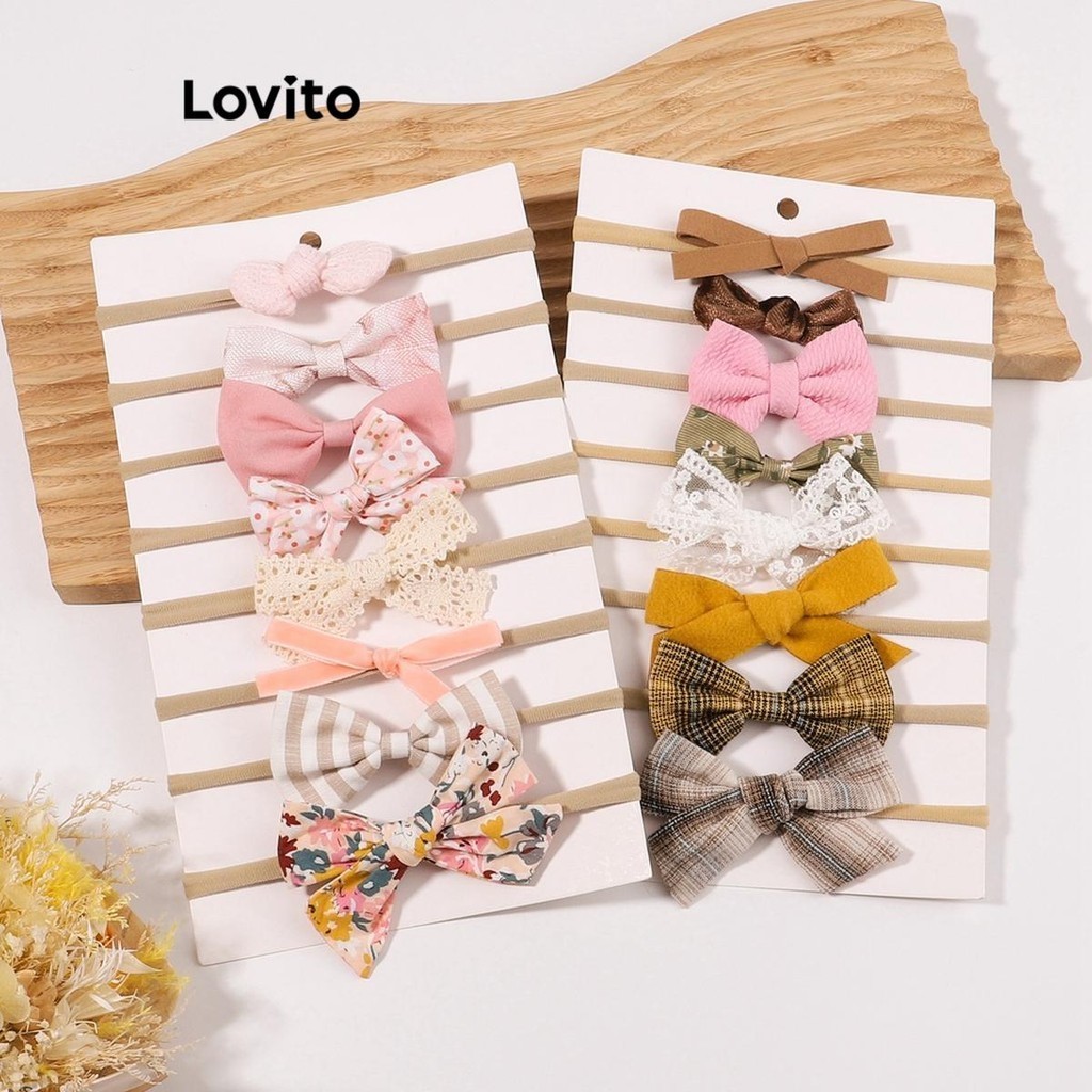 Lovito Casual Laço de Cabelo de Bolinhas Colorblock para Bebês LCC07001
