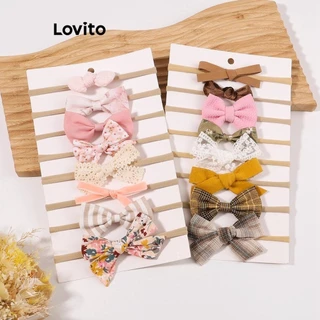 Lovito Casual Laço de Cabelo de Bolinhas Colorblock para Bebês LCC07001