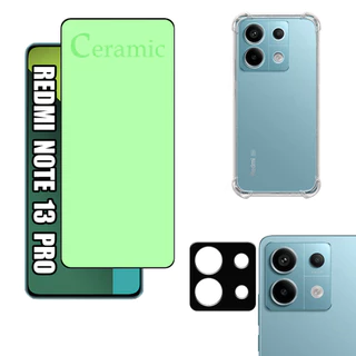 KIT Para Xiaomi Redmi Note 13 Pro 5g | Película de Cerâmica 9D - Capa Anti Shock - Película Câmera 3D