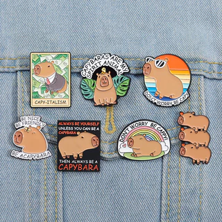 Bonito Desenho Animado Em Forma De Capybara Broche De Metal Animal Crachá Lapela Pin Jóias Acessórios Gift