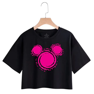 Camiseta Cropped Feminino Mickey Premium 100 % Algodão