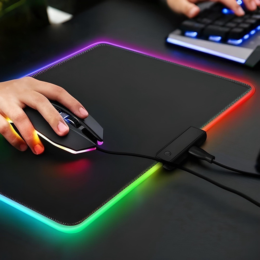 Mouse Pad Gamer Speed Borda Led 7 Cores Rgb Impermeável 250mmx350mm(B26)