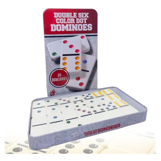 Jogo De Dominó Profissional 28 Peças Colorido Estojo De Lata