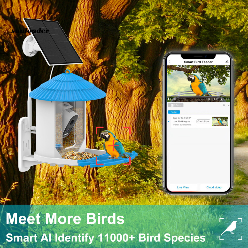 Solar Powered Bird Watching Device with Adjustable Panels Feeder Camera ...