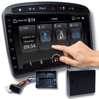 Kit Central Multimidia + Moldura Painel Peugeot 408 Grafite
