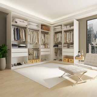 Closet Modulado Premium 2 Módulos França 343,9cm 6 Gavetas Minastex