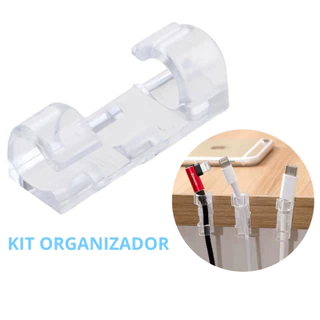 Organizador de Fios e Cabos 20 Peças Autoadesivo Kit c/20 Clips Com Fixador