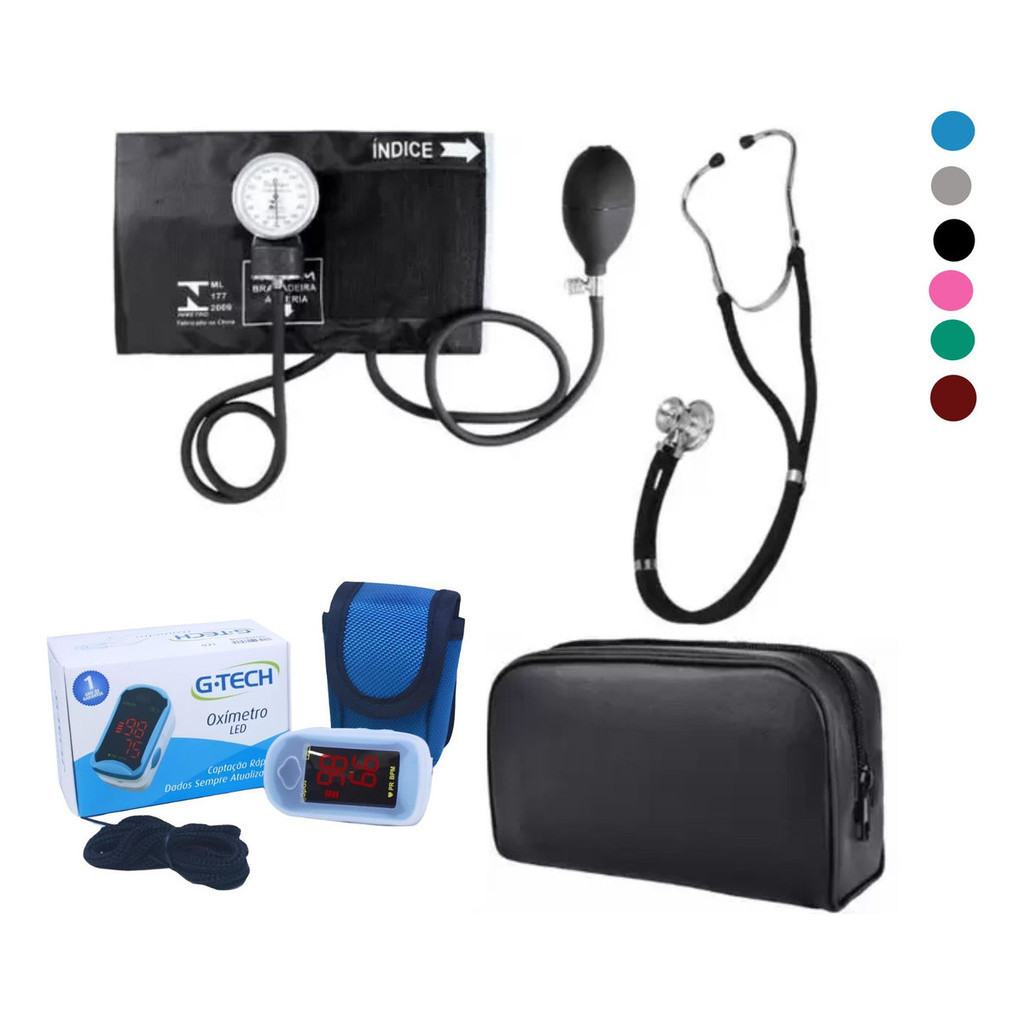 Kit Enfermagem Esfigmomanometro Esteto Oximetro G-tech | Shopee Brasil