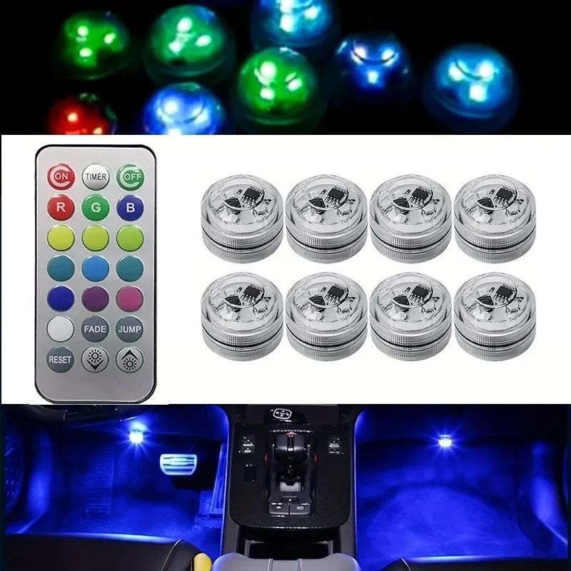 Luz De Ambiente Interior RGB Auto LED , Lâmpada Decorativa Com USB , Controle Remoto Sem Fio , Múltiplos Modos , Carro , Decoração De Casa