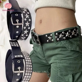 1 PC Fashion Pentagram Cinto Rebitado Pentagrama-Feminino Punk Y2K Metal Cintura Estrela De Cinco Pontas-Acessórios De Jeans Vintage Simples