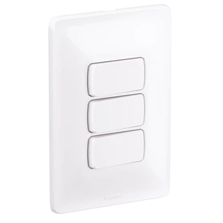 Kit Completo Interruptor Triplo 3 Teclas Simples Com Suporte e Placa 4x2 PIAL Zeffia