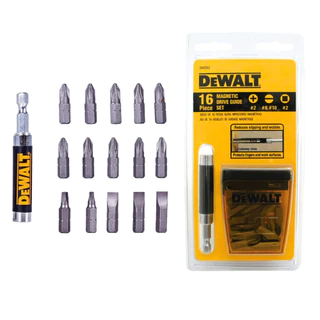 Jogo De Bits Para Parafusar Com Guia Magnético DEWALT 16 Peças Furadeira Parafusadeira Resistente