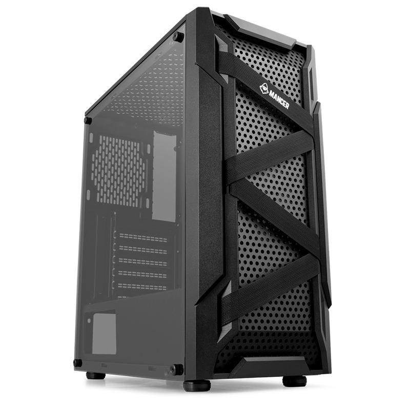 Gabinete Gamer Mancer Kevlar, Mid-Tower, Lateral de Vidro, Com 3 Fans, Preto, MCR-KVR-BLKF01