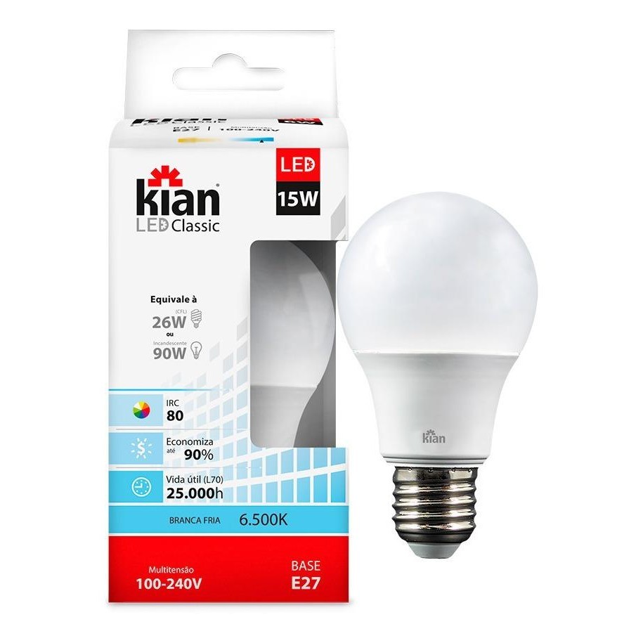 Lâmpada Led 15w Bulbo 6500k Branco Frio Demiled