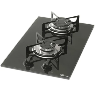 Cooktop Fischer 2 Bocas Vidro Preto Chama Rápida Bivolt