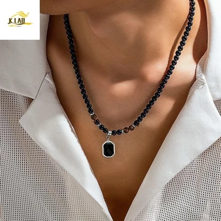 KLAOSD Colar Retro Homens , De Cristal Preto Estilo Chinês Com Contas , Acessórios De Jóias Artesanais Vintage Corda Acrílica Meninas