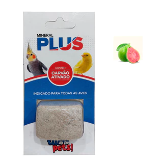 1UN - Pedra Cálcio Mineral Plus Para Pássaros com Carvão Ativado - Goiaba