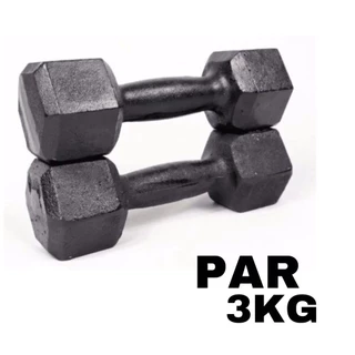 PAR HALTER SEXTAVADO FERRO FUNDIDO PARA TREINOS MUSCULAÇÃO ACADEMIA 3 Kg