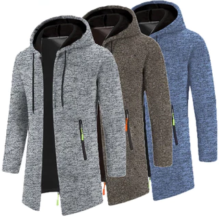 Camisola De Capuz Longo Com Para Homens Preto