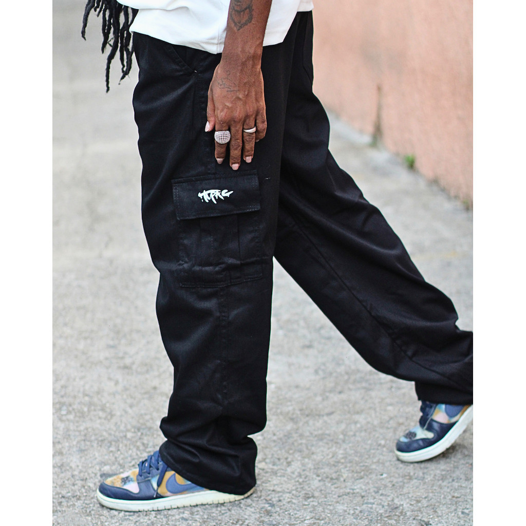 Calça Masculina Tupac Cargo Unissex Hip hop Em Sarja