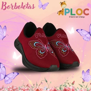 Tênis infantil Menina Ploc Borboletas Jogging Anatômico Passeio Escola em Oferta na Shopee