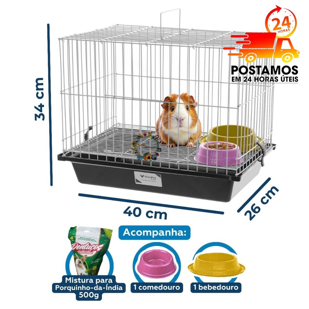 Gaiola Para Porco Porquinho da India Roedores Individual Completa Com ...