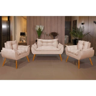 KIT Sofá Opala + 2 Poltronas Opala Sala de Estar em Oferta na Shopee