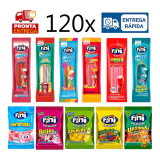 Kit Com 120 Pacotes Bala Fini Sabores Variados