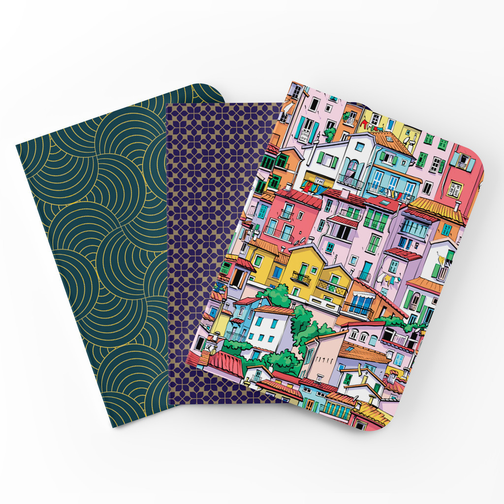 Cadernos Pattern Kit com 3 unidades - Capa Flexivel com Toque Aveludado ...