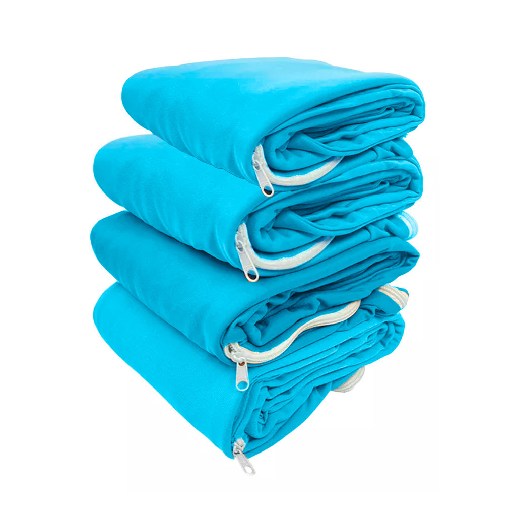 Kit 4 Capas Para Colchão de Solteiro 100% Poliéster Macia Confortável 1.88x0.88x0.20CM Cor Azul