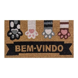 Capacho Retangular Fibra De Coco Base PVC 60x33cm - Komeco Patas Marrom