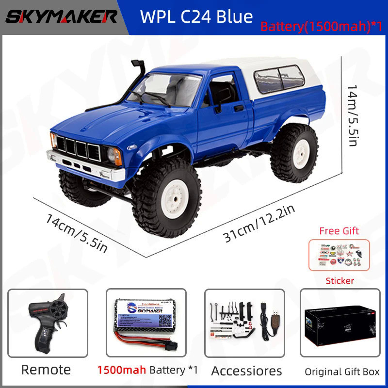 WPL C24-1 Full Scale RC Carro 1:16 2.4G 4WD Rock Crawler Buggy
