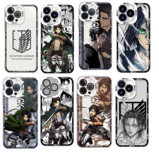 Caixa De Telefone Para Xiaomi Redmi Nota 13 Pro 5G 12 4G Plus 12S 13 12 13C 12C A3 Capa Anime Attack On Titan Eren Levi Padrão À Prova De Choque Silicone Quadrada Transparente