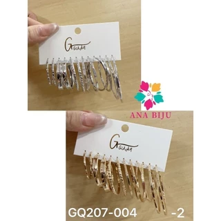 NOVA KIT 6 Pares de Argolas Brincos Prata/Dourado-GQ207-004-YOUYI