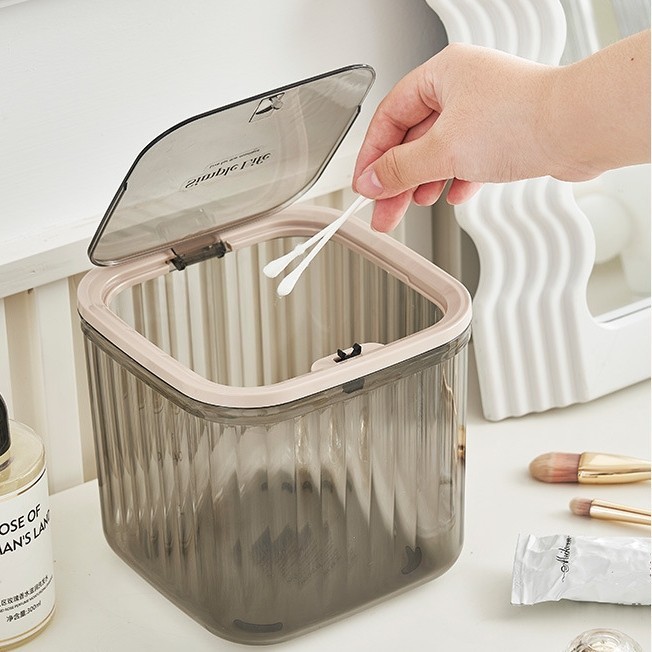 Lixeira Portátil De Mesa Grande Capacidade Com Tampa Click Escritório Moderna Cozinha Maquiagem