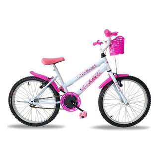 Bicicleta Feminina Aro 20 Infantil Branca Com Cestas Power Bike Bella em Oferta na Shopee