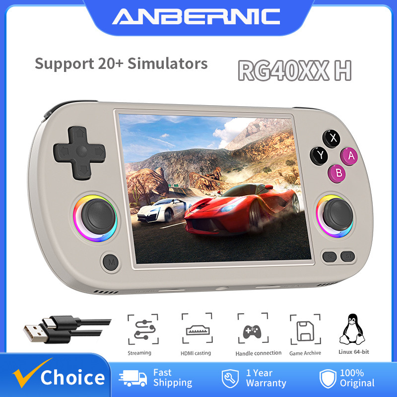 Anbernic rg40xx h console de jogos portátil retrô 64 bits linux 4.0 ''tela ips suporta 5g wifi Anbernic rg40xx h console de jogos portátil retrô 64 bits linux 4.0 ''tela ips suporta 5g wifi