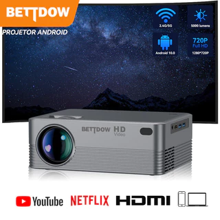 GOOJODOQ Android 10.0 Portable Projector 4K HDMI input 2.4G/5G dual-band Mini Home Projector Bluetooth5.0 Mini Projector