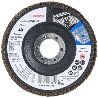 Disco Flap 115mm Bosch Grão 40 Standard for Metal Curvo Fibra de Vidro