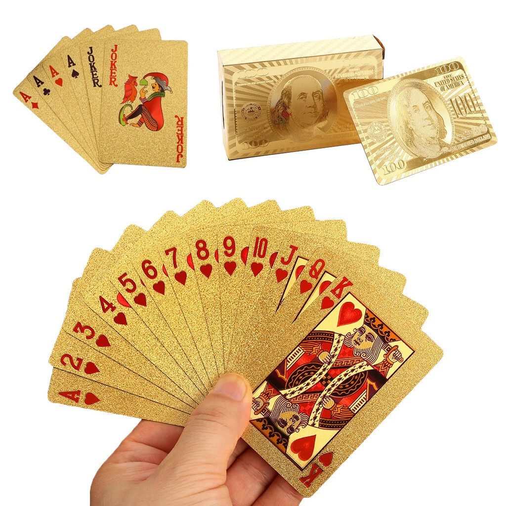 POKER-S Cartões de alta qualidade do pôquer, 55pcs, plástico, ouro, prata, dólar, dourado, aumentou, mágico, impermeável, jogo, 5.7x8.7cm