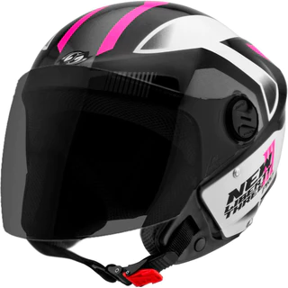 Capacete Moto Aberto Pro Tork New Liberty Three Pro Preto/Rosa Tamanho 58 Viseira Fumê