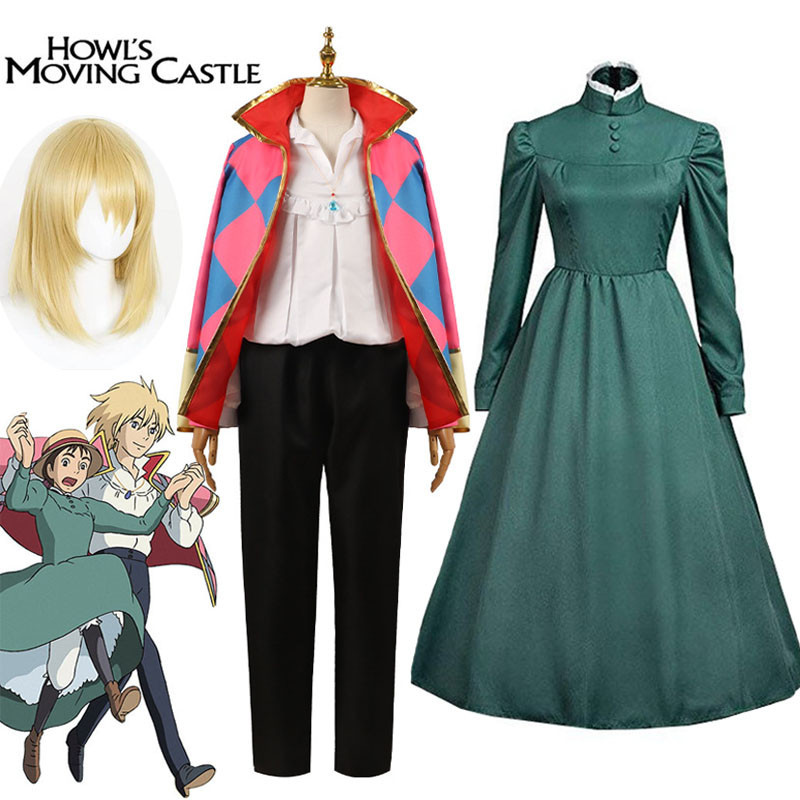 Howl Sofie Cosplay Fantasias Anime Fatos De Castelo Em Movimento Casal Roupas De Carnaval Jogo Completo Para Homens Vestidos Mulheres