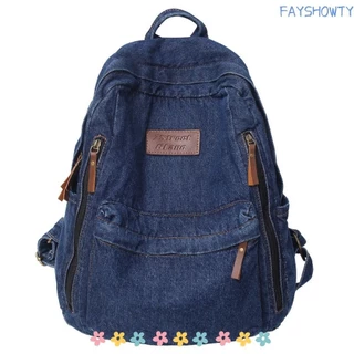 FAYSHOW Mochila Jeans Bag , De Grande Capacidade Alta Casual Multi Pockets