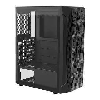 GABINETE GAMER ALSEYE PINWHEEL MESH, MID-TOWER, LATERAL DE VIDRO, PRETO, PINWHEEL-B