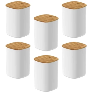 6x Pote Hermético de Plástico 1L OU Keep com Tampa Bambu